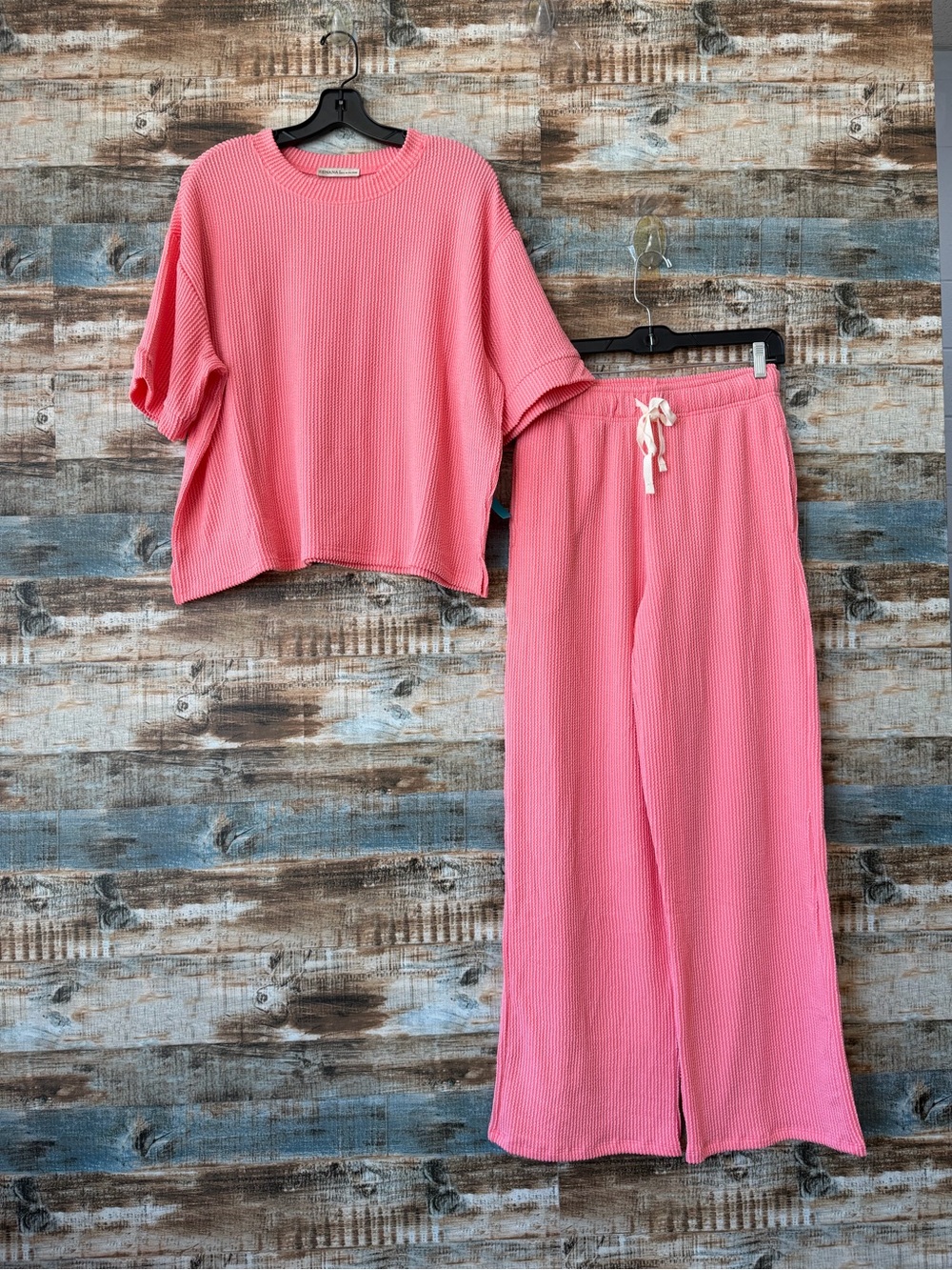 Zenana  Coral Ribbed Pant Set